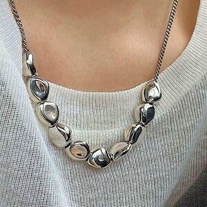Sterling Silver Irregular Beaded Necklace